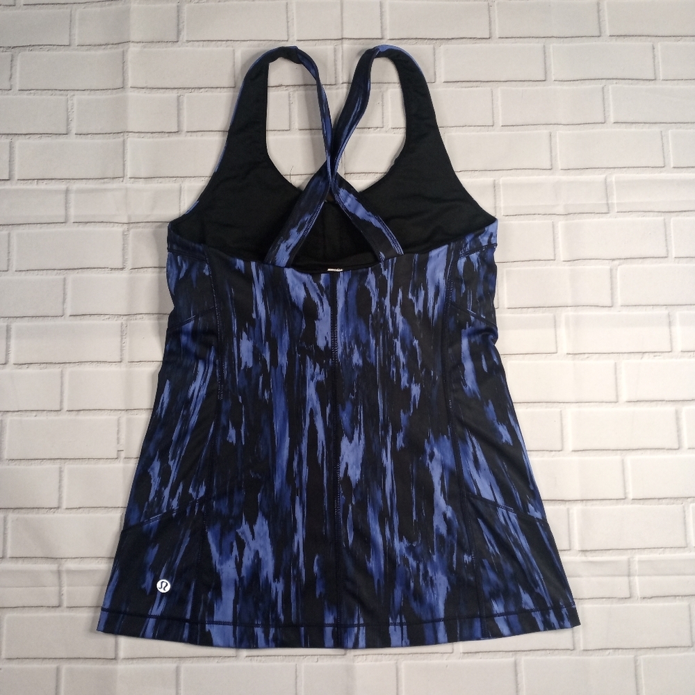LULULEMON KANTO CATCH ME TANK TOP  PAINTED ANIMAL BLUE SIZE 6.
